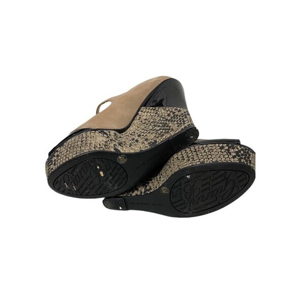 Gianni Bini Suede Patent Leather Snake Print Platform Mary Jane Wedge Heels Sz 6 - Picture 6 of 9